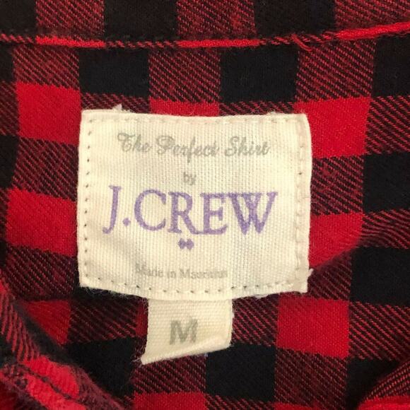 J Crew The Perfect Shirt Womens Medium Red Black Plaid Button Up Long Sleeves - Picture 4 of 5